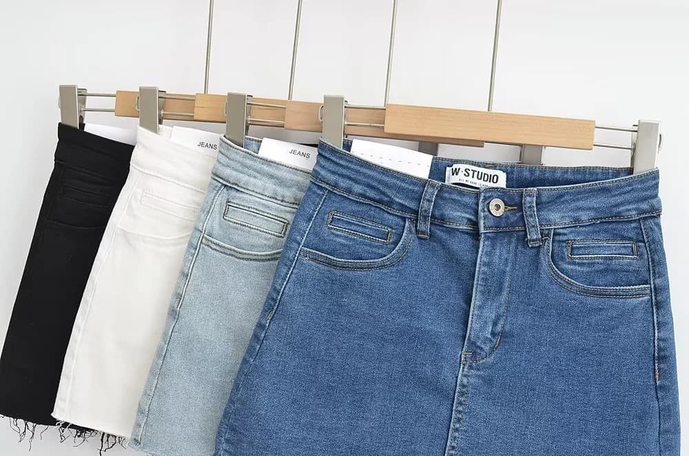 タイトスカート 裾切りっぱなしデニムタイトミニスカート