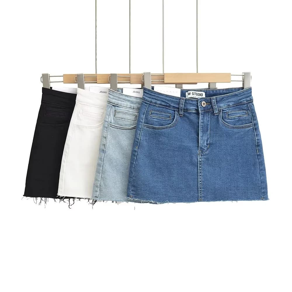 タイトスカート 裾切りっぱなしデニムタイトミニスカート