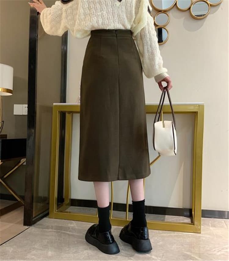 細見えハイウエスト秋冬ミニ&ロングタイトスカート