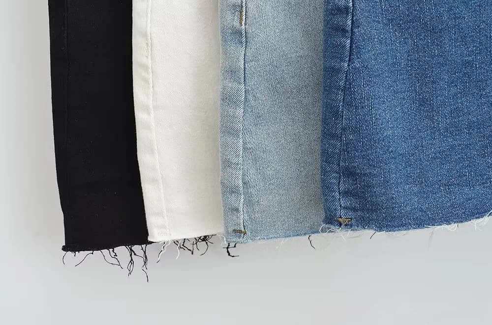 タイトスカート 裾切りっぱなしデニムタイトミニスカート