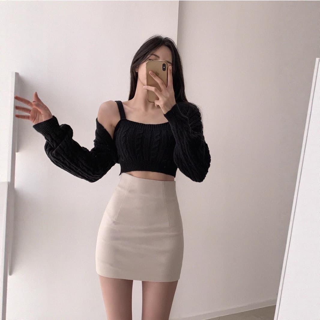 タイトスカート 美脚効果抜群ハイウエストタイトミニスカート