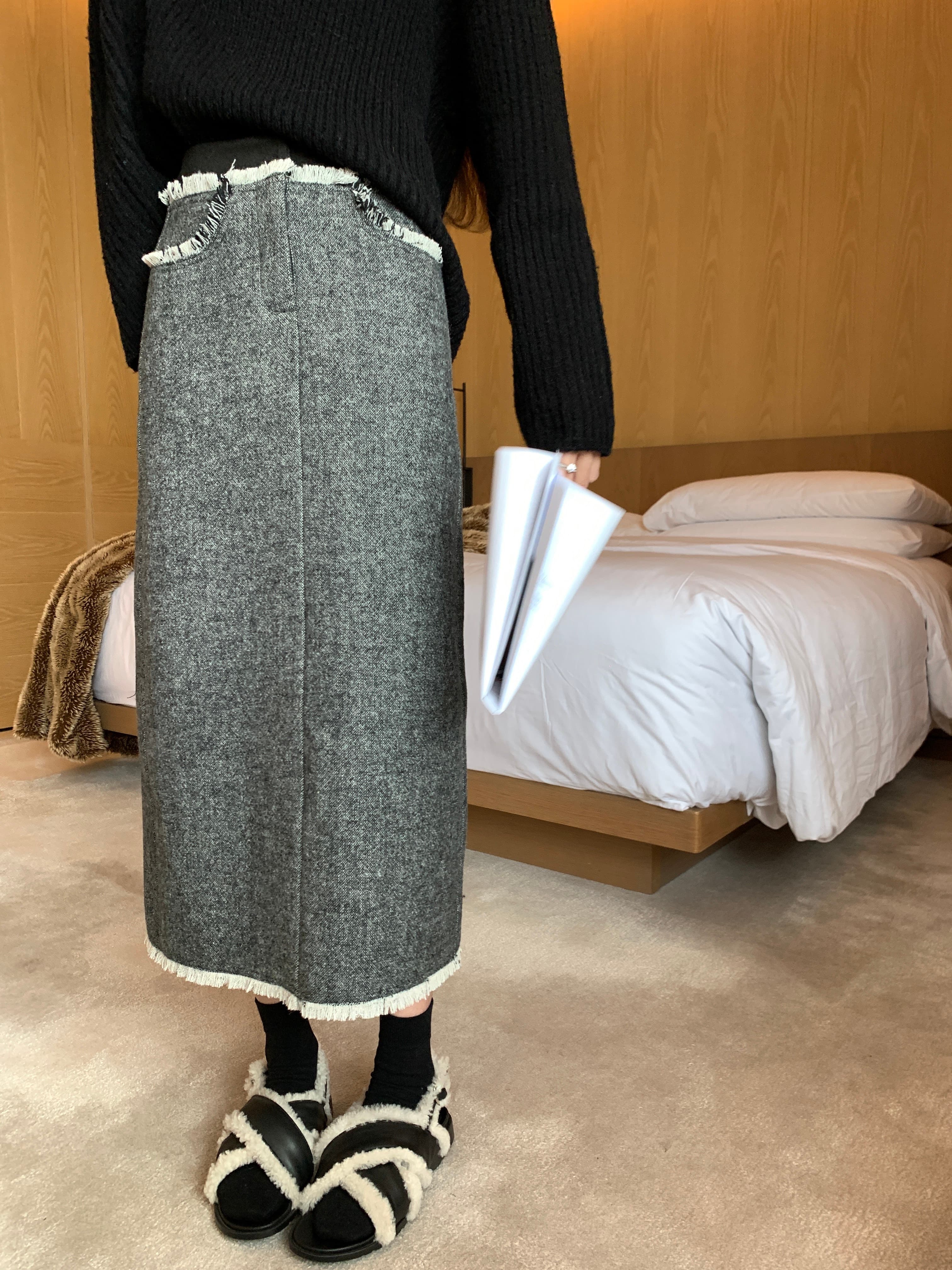 タイトスカート 上品な切り替えデザインロングタイトスカート