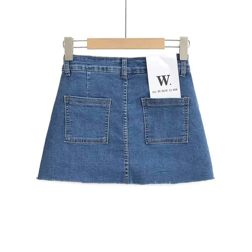 タイトスカート 裾切りっぱなしデニムタイトミニスカート