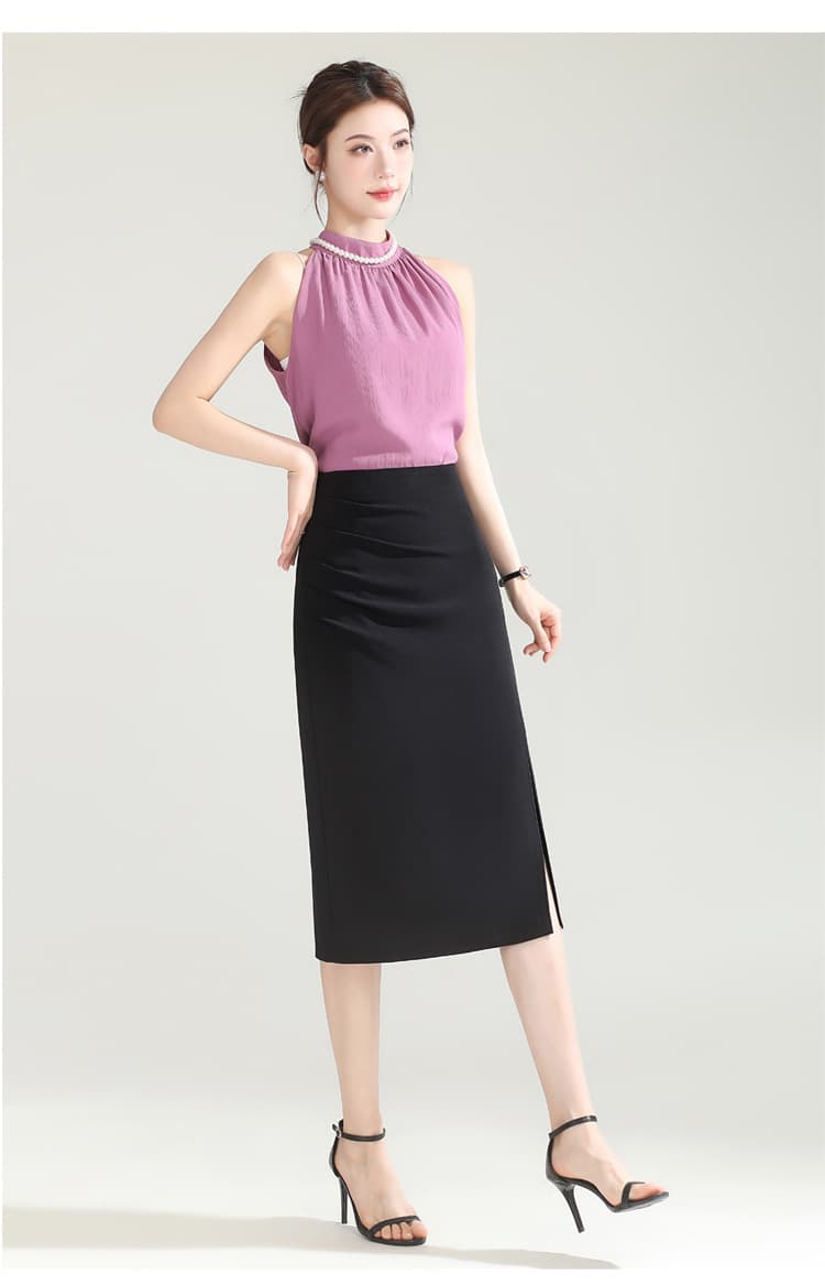 タイトスカート サイドスリット入りひざ丈タイトスカート