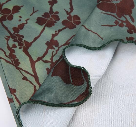 花柄ロング丈ハイウエストタイトスカート復古風