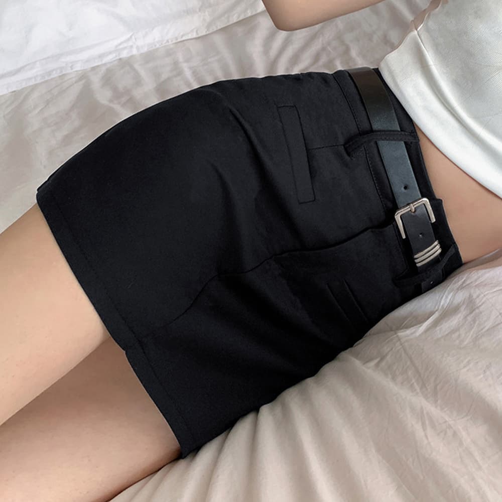 ベルト付きミニスカート 台形タイトスカート