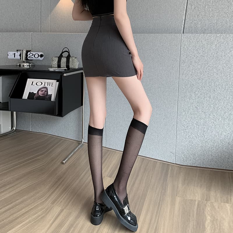 タイトスカート ハイウエストシンプルタイトミニスカート