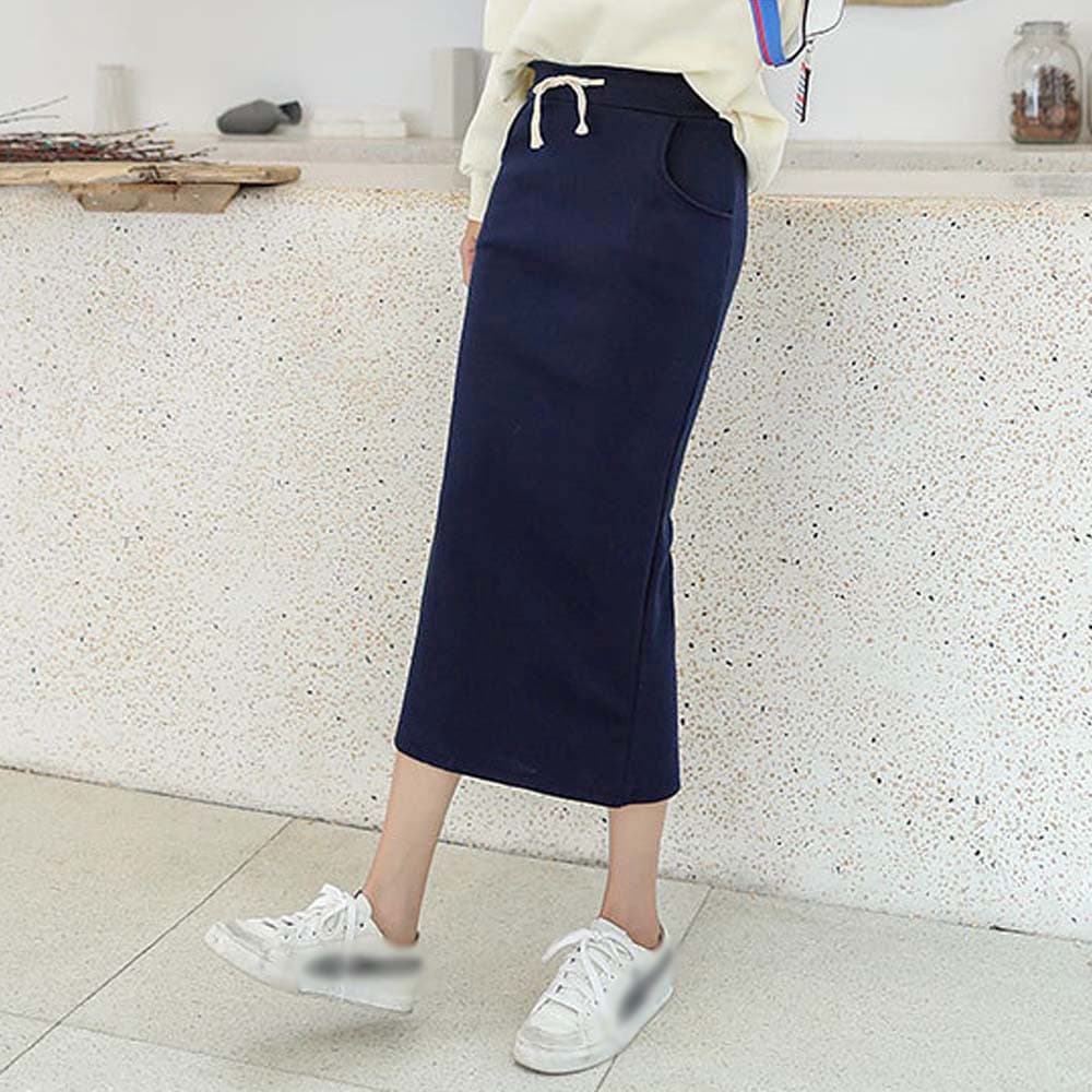 ロング丈リブニットタイトスカート