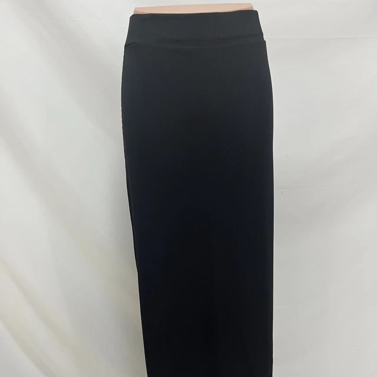 タイトスカート ハイウエストリブニットサイドスリットロングスカート