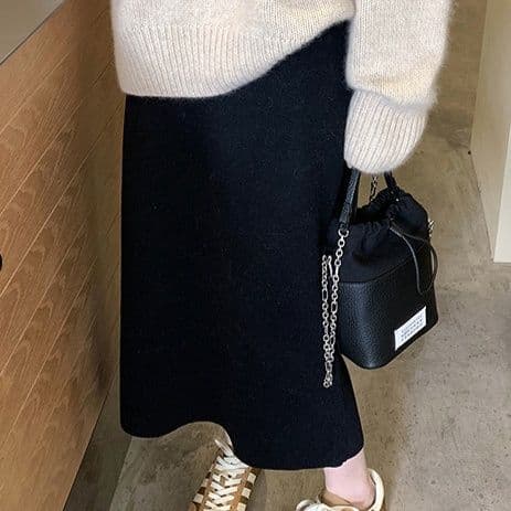 タイトスカート ニット素材美脚タイトスカートロング丈