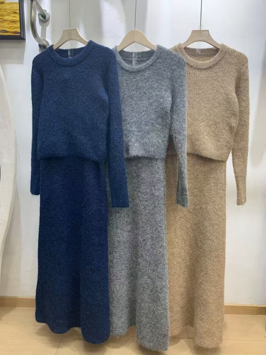 タイトスカート ニットセットアップ風ロングタイトスカート