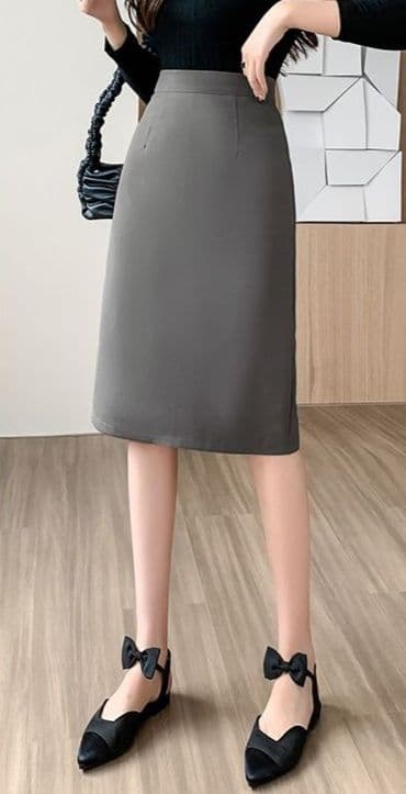 タイトスカート フロントスリット入りハイウエストタイトスカート