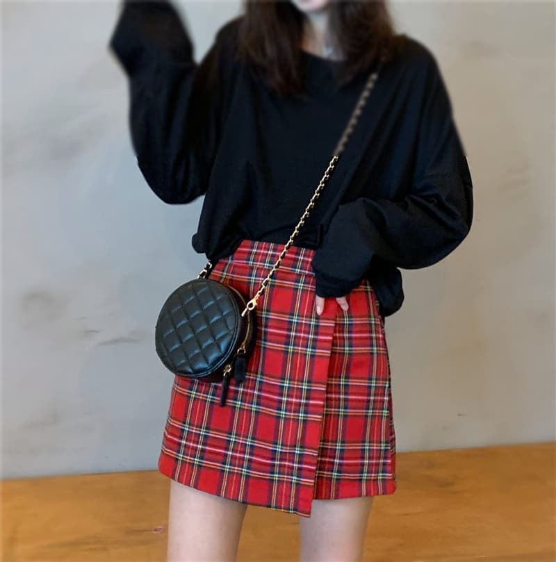 タイトスカート チェック柄ミニタイトスカート