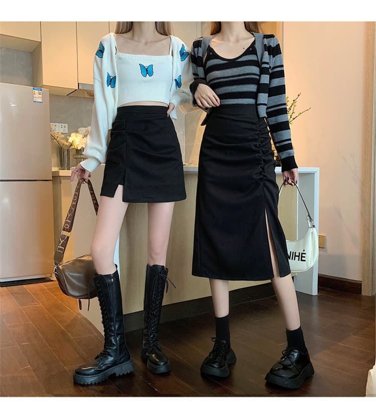 ハイウエストタイトスカート ミニ丈 シンプル上品 女性用