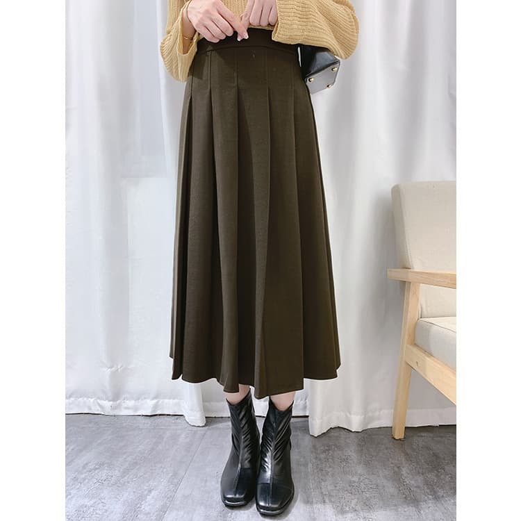 タイトスカート 上品プリーツタイトスカート秋冬ロング丈